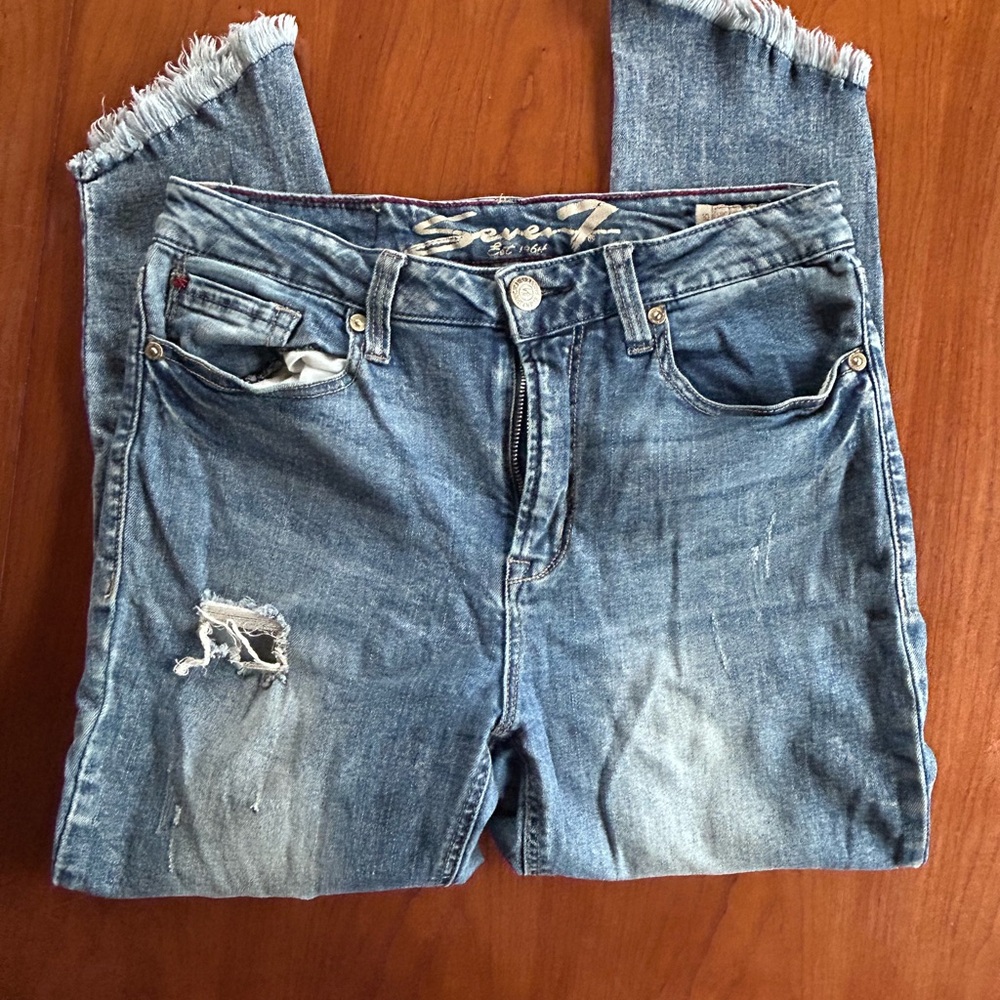 Seven7 Distressed Blue Women's Jeans